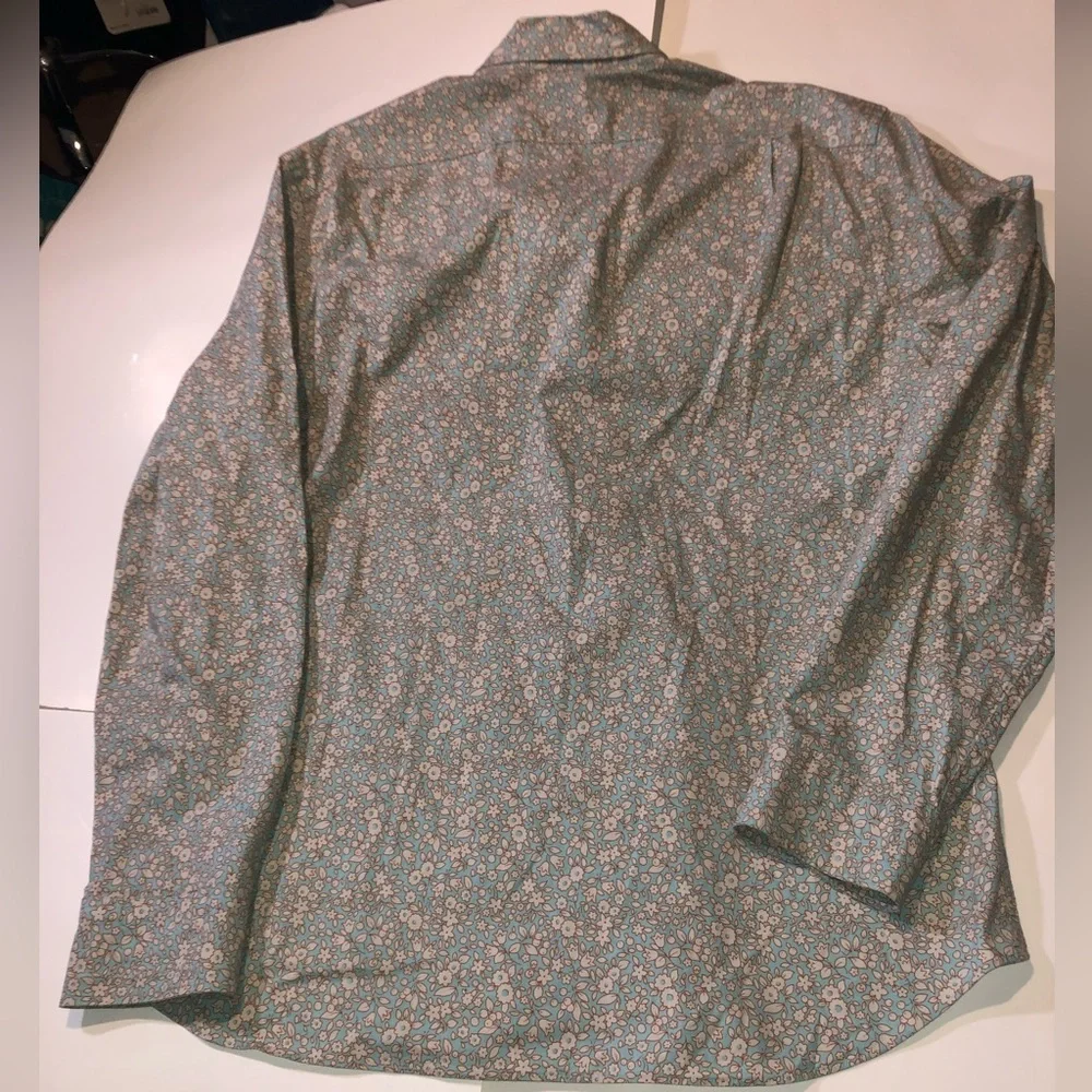 J Crew Mens XL Stretch Slim Secret Wash Floral Long Sleeve Button Down Shirt
